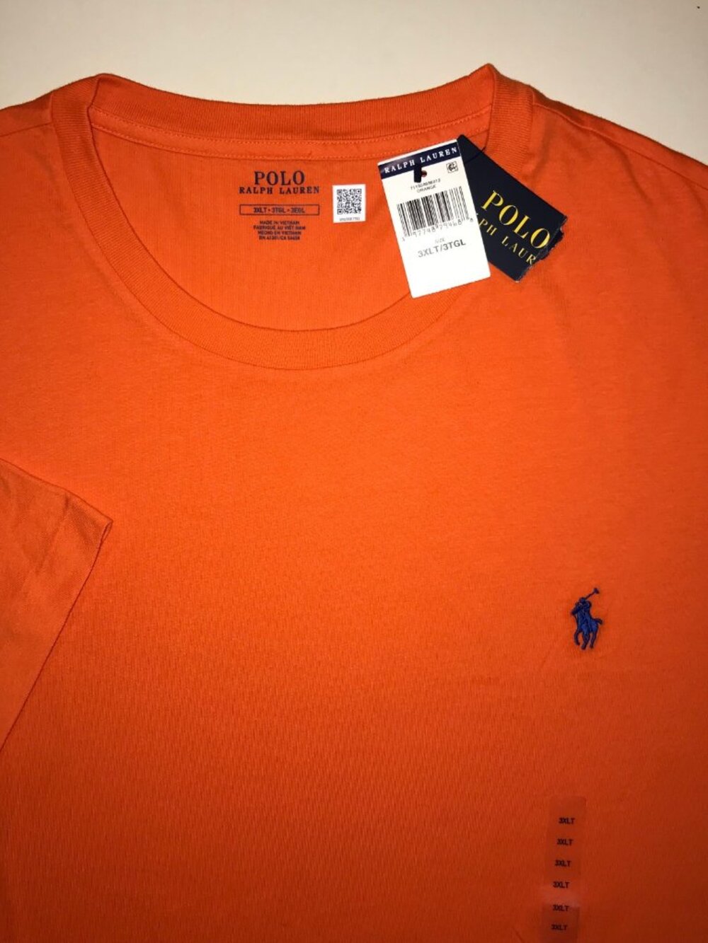 Men's Polo Ralph Lauren Short Sleeve  T-shirt-Orange-Size: 3XLT